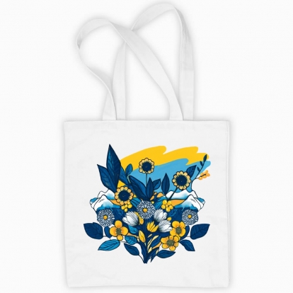 Eco bag "flowers with flag of Ukraine"