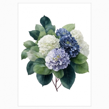 Poster "Rustic bright blue hydrangea bouquet"
