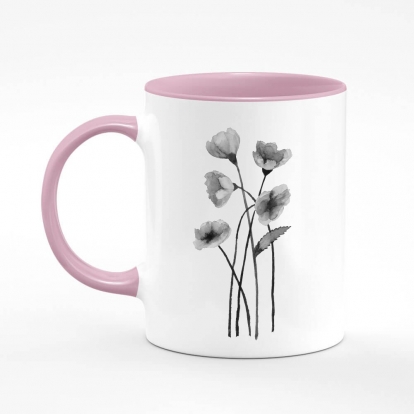 Чашка з принтом "Квіти тушшю"