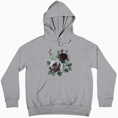 Women hoodie "Flowers / Dramatic roses / Bouquet of roses"