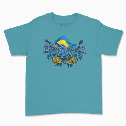 Children's t-shirt "illustration with flowers and the flag of Ukraine"