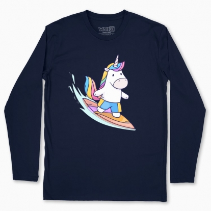 Men's long-sleeved t-shirt "Unicorn Surfer"