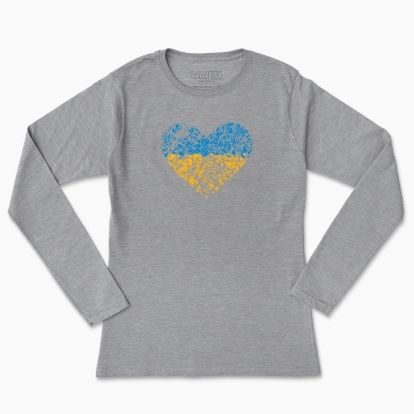 Women's long-sleeved t-shirt "Ukranian heart, scratched"
