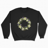 Unisex sweatshirt "A wreath of white lilies and irises"