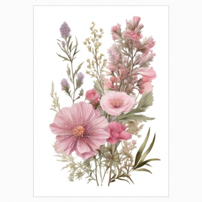 Постер "Мальви / Букет мальв / Рожеві квіти"