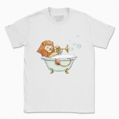 Men's t-shirt "Sunny lion and soap bubbles"