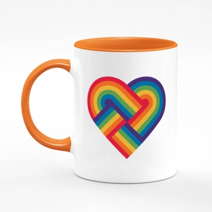 Чашка з принтом "Серце з двох райдуг ЛГБТ"