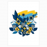 Poster "flowers with flag of Ukraine"
