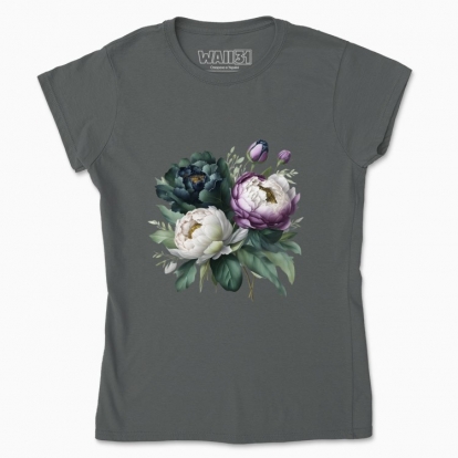 Women's t-shirt "Peonies / Bouquet of peonies / Dramatic bouquet"