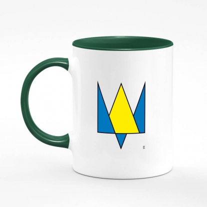 Printed mug "Trident minimalism (yellow-blue)"
