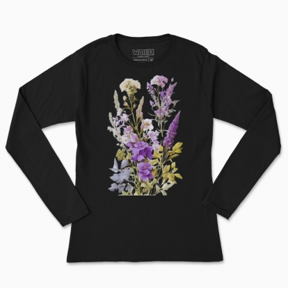 Women's long-sleeved t-shirt "Польові квіти / Bouquet of wild flowers and herbs / Violet bouquet"