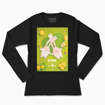 Women's long-sleeved t-shirt "Rabbits. Home is where my heart is"