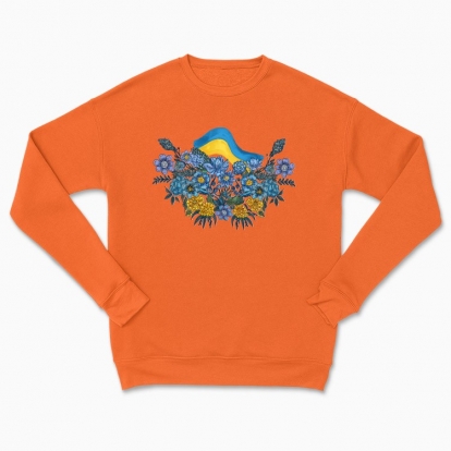 Сhildren's sweatshirt "illustration with flowers and the flag of Ukraine"