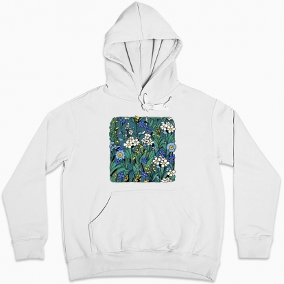 Women hoodie "Blue Flowers"