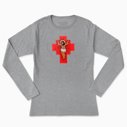 Women's long-sleeved t-shirt "Blooming cross"