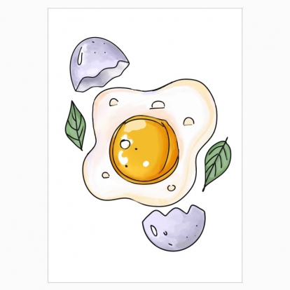 Poster " egg with eggshell and greenplants"