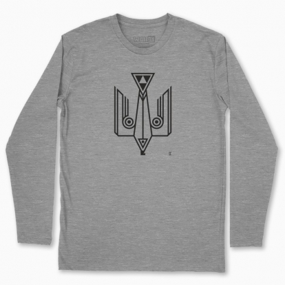 Men's long-sleeved t-shirt "Trident falcon. Black monochrome"