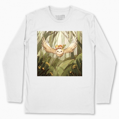 Men's long-sleeved t-shirt "Flight on an owl"