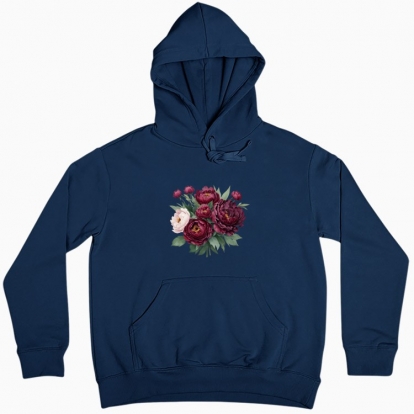 Women hoodie "Rustic Dark Burgundy Peony Bouquet"