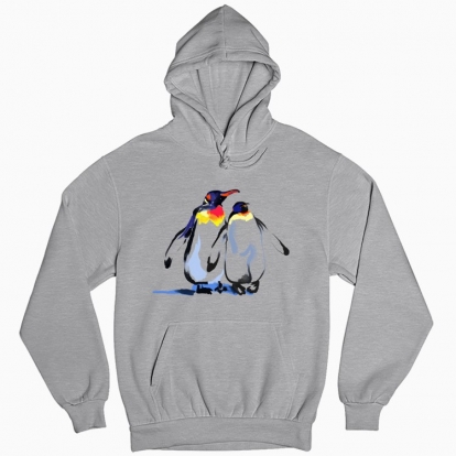 Man's hoodie "Emperor penguins in love"