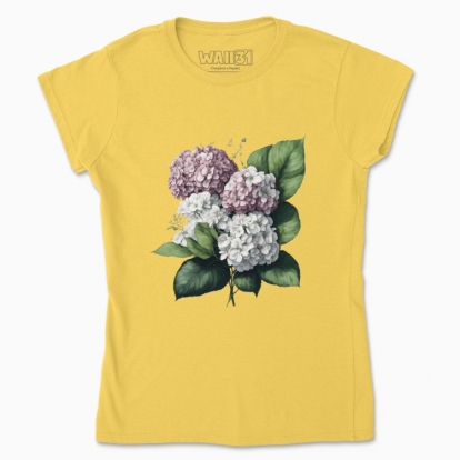 Women's t-shirt "Flowers / Hydrangea bouquet / Pink hydrangeas"