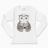 Women's long-sleeved t-shirt "The Owl Photographer"