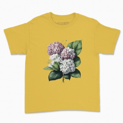 Children's t-shirt "Flowers / Hydrangea bouquet / Pink hydrangeas"