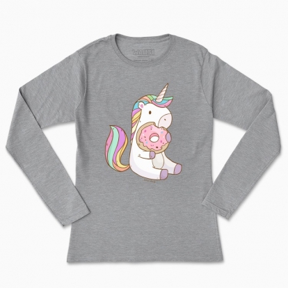Women's long-sleeved t-shirt "Unicorn with Donut"