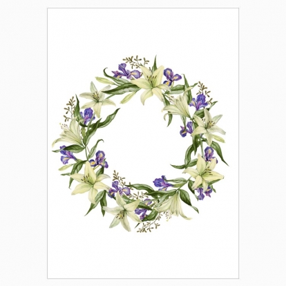 Poster "A wreath of white lilies and irises"