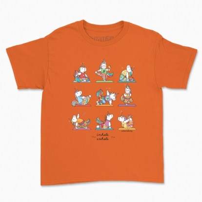 Children's t-shirt "Yoga poses with Unicorns. Inhale and exhale"