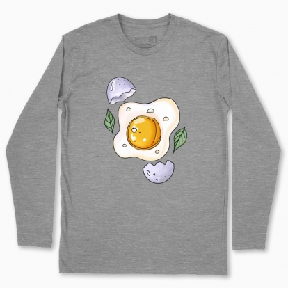 Men's long-sleeved t-shirt " egg with eggshell and greenplants"