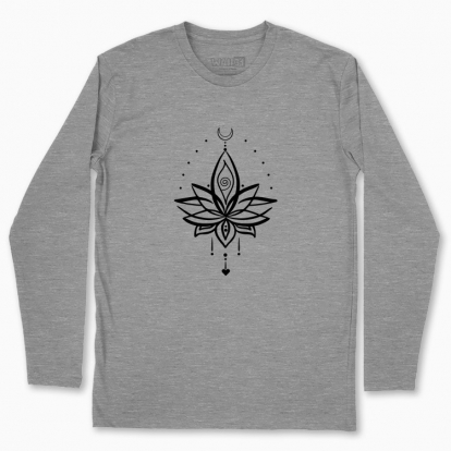 Men's long-sleeved t-shirt "Lotus,tatoo,line art,print"