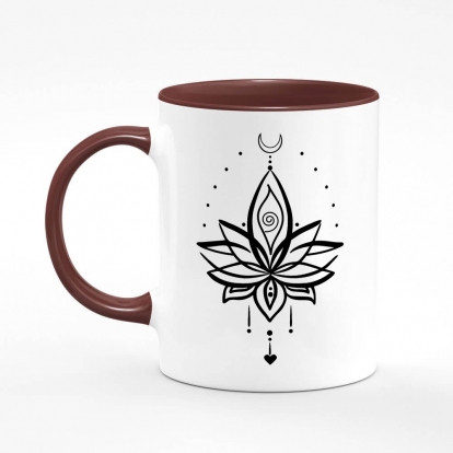 Printed mug "Lotus,tatoo,line art,print"
