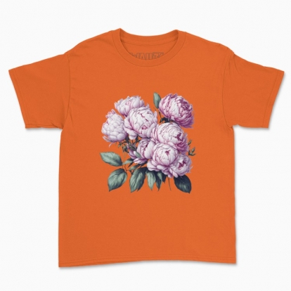 Children's t-shirt "Flowers / Bouquet of peonies / Pink peonies"