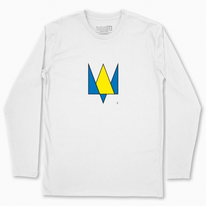 Men's long-sleeved t-shirt "Trident minimalism (yellow-blue)"