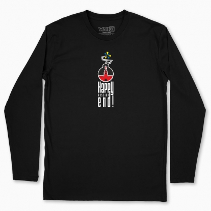 Men's long-sleeved t-shirt "Happy russian end! (dark background)"
