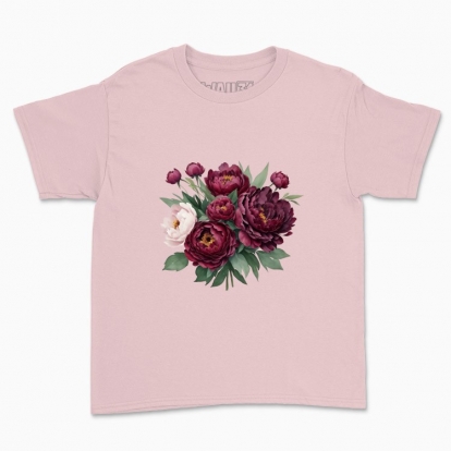Children's t-shirt "Rustic Dark Burgundy Peony Bouquet"