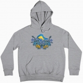 Women hoodie "illustration with flowers and the flag of Ukraine"