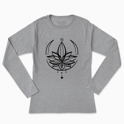Women's long-sleeved t-shirt "lotus with moon lineart"