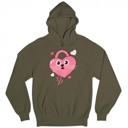 Man's hoodie "lock Heart love"