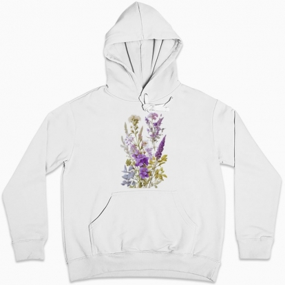 Women hoodie "Польові квіти / Bouquet of wild flowers and herbs / Violet bouquet"
