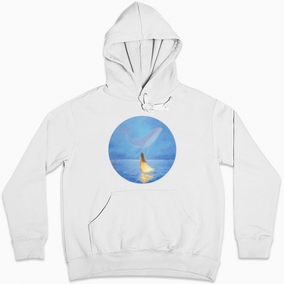 Women hoodie "The Girl in yellow dress and the Whale"