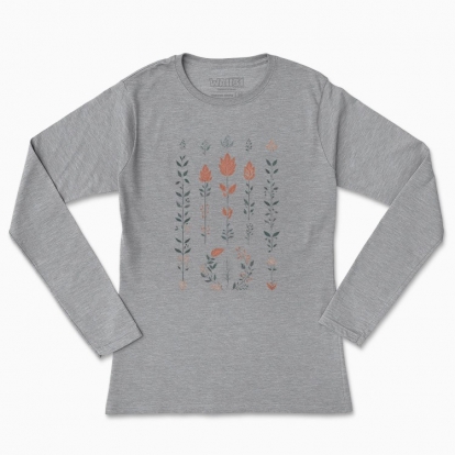 Women's long-sleeved t-shirt "Flowers Minimalism Hygge #3 / Scandinavian style print"