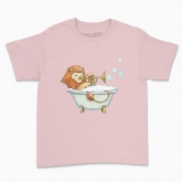 Children's t-shirt "Sunny lion and soap bubbles"